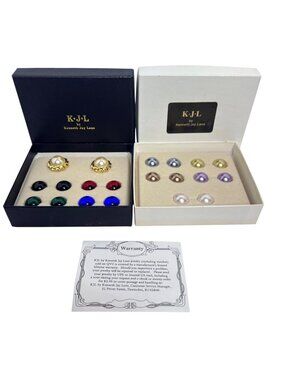 Kenneth Jay Lane Gold Tone Clip On Earrings With Interchangeable Centers (6407)